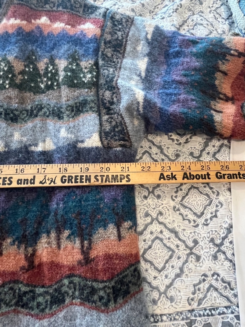 VTG Icelandic Design Wool Landscape Cardigan Sweater Jacket Lined XL Cabin Core - Picture 10 of 11